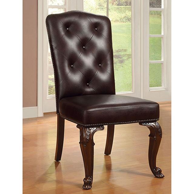 Bellagio Brown Cherry/Pattern Leatherette Side Chair (2/CTN) - Royal Furniture & Gifts (MI) - Multi Location