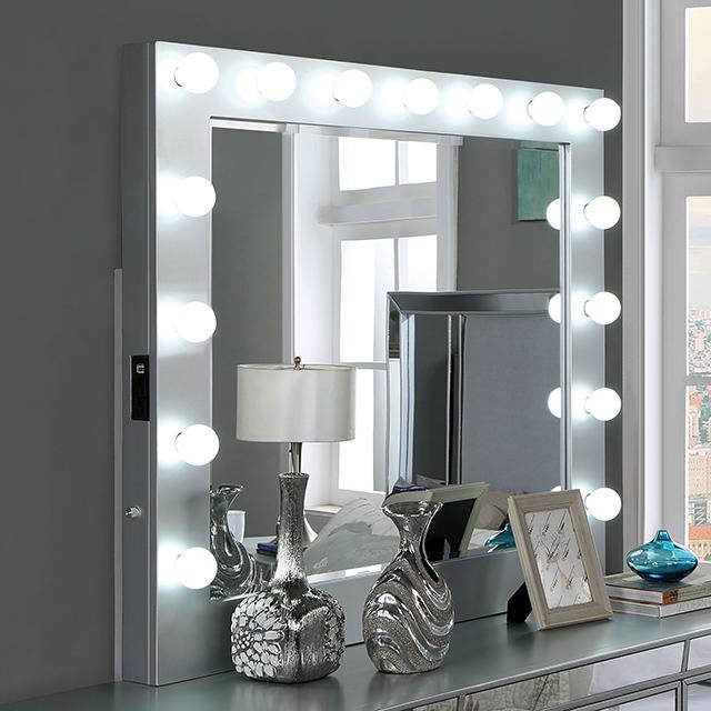 BELLADONNA Mirror w/ USB, Power, Light, Silver - Royal Furniture & Gifts (MI) - Multi Location