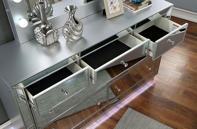 BELLADONNA Dresser w/ LED, Silver - Royal Furniture & Gifts (MI) - Multi Location