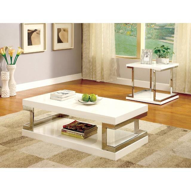 MEDA White/Chrome End Table, White - Royal Furniture & Gifts (MI) - Multi Location