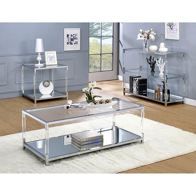 Ludvig Chrome/Clear Sofa Table - Royal Furniture & Gifts (MI) - Multi Location