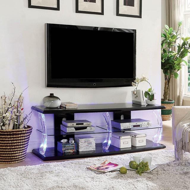 Ernst Black/Clear 60" TV Stand - Royal Furniture & Gifts (MI) - Multi Location
