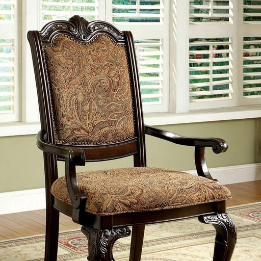 BELLAGIO Brown Cherry/Pattern Fabric Arm Chair (2/CTN) - Royal Furniture & Gifts (MI) - Multi Location