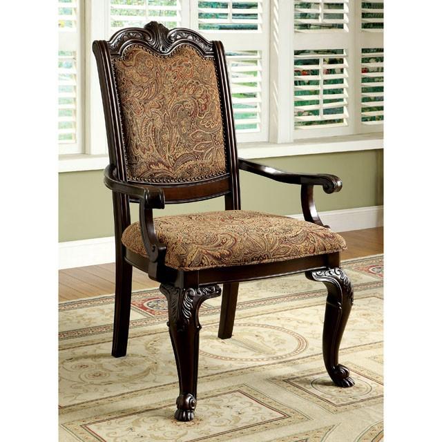 BELLAGIO Brown Cherry/Pattern Fabric Arm Chair (2/CTN) - Royal Furniture & Gifts (MI) - Multi Location