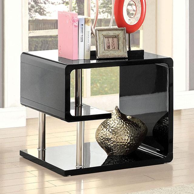 Ninove Black/Chrome End Table - Royal Furniture & Gifts (MI) - Multi Location
