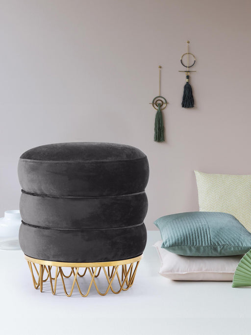 Revolve Grey Velvet Ottoman/Stool - Royal Furniture & Gifts (MI) - Multi Location