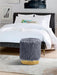Joy Grey Faux Fur Ottoman/Stool - Royal Furniture & Gifts (MI) - Multi Location