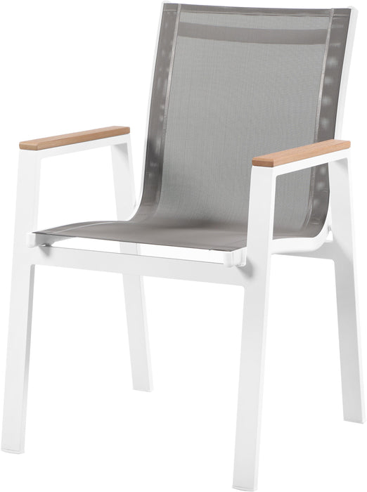 Nizuc Grey Mesh Waterproof Fabric Outdoor Patio Aluminum Mesh Dining Arm Chair - Royal Furniture & Gifts (MI) - Multi Location