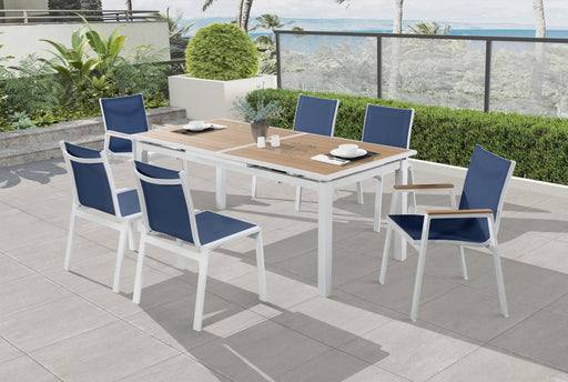 Nizuc Navy Mesh Waterproof Fabric Outdoor Patio Aluminum Mesh Dining Arm Chair - Royal Furniture & Gifts (MI) - Multi Location