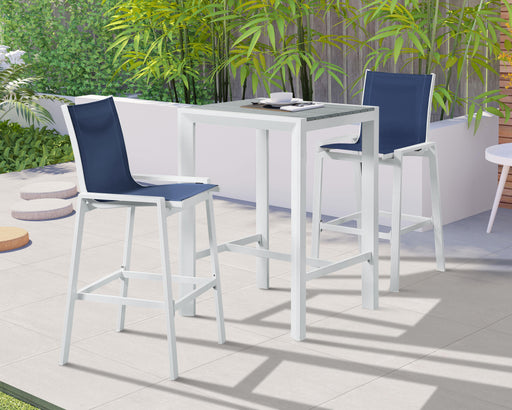 Nizuc Navy Mesh Waterproof Fabric Outdoor Patio Aluminum Mesh Barstool - Royal Furniture & Gifts (MI) - Multi Location