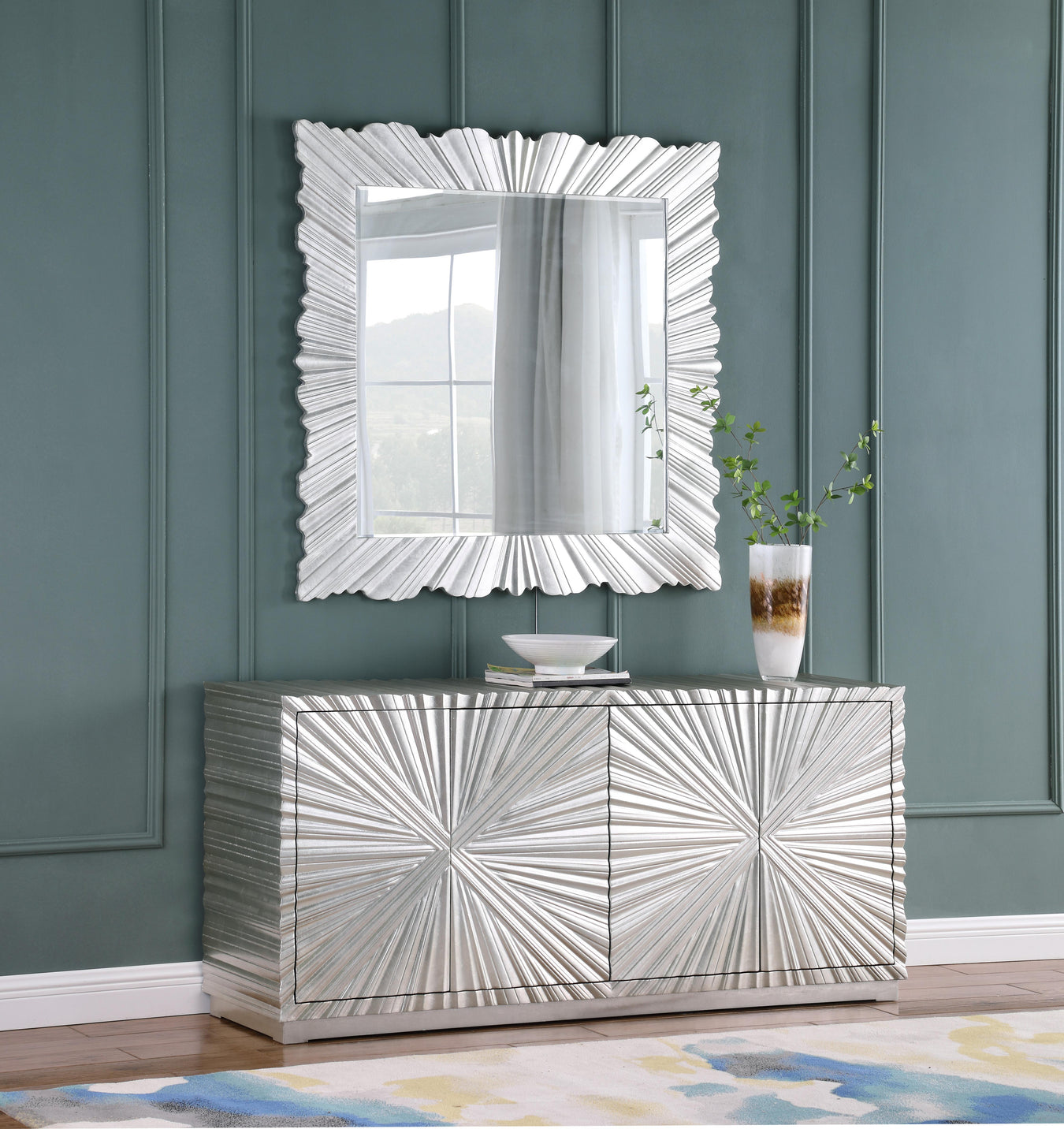 Wood / Silver Leaf / Glass
