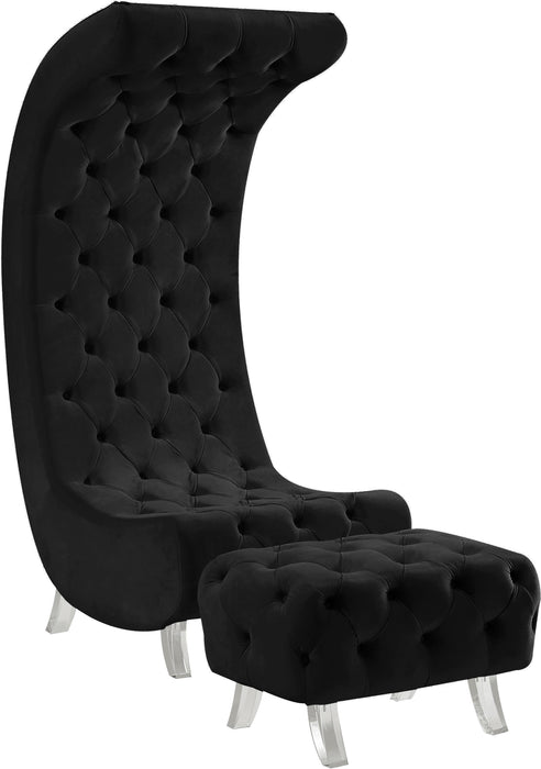 Crescent Black Velvet Ottoman - Royal Furniture & Gifts (MI) - Multi Location