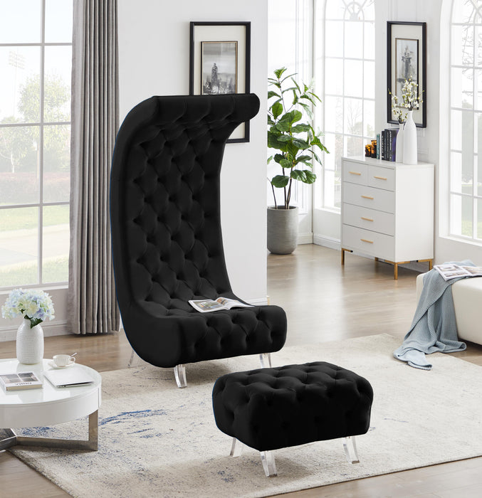 Crescent Black Velvet Ottoman - Royal Furniture & Gifts (MI) - Multi Location