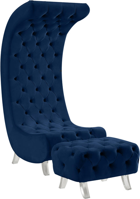 Crescent Navy Velvet Ottoman - Royal Furniture & Gifts (MI) - Multi Location
