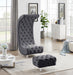 Crescent Grey Velvet Ottoman - Royal Furniture & Gifts (MI) - Multi Location