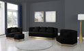 Marquis Black Velvet Ottoman - Royal Furniture & Gifts (MI) - Multi Location