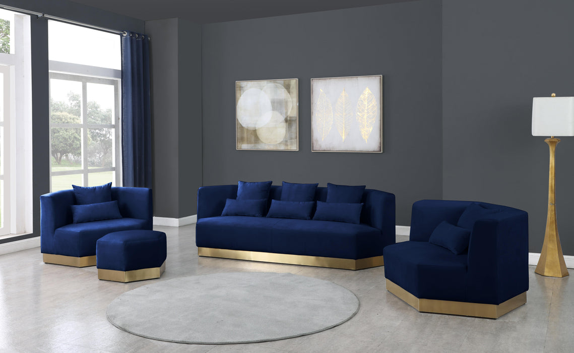 Marquis Navy Velvet Ottoman - Royal Furniture & Gifts (MI) - Multi Location