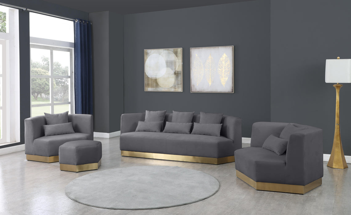 Marquis Grey Velvet Ottoman - Royal Furniture & Gifts (MI) - Multi Location