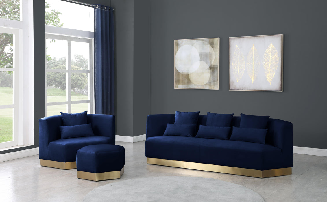Marquis Navy Velvet Ottoman - Royal Furniture & Gifts (MI) - Multi Location