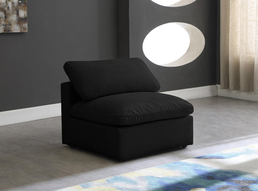 Plush Black Velvet Standard Cloud Modular Armless Chair - Royal Furniture & Gifts (MI) - Multi Location