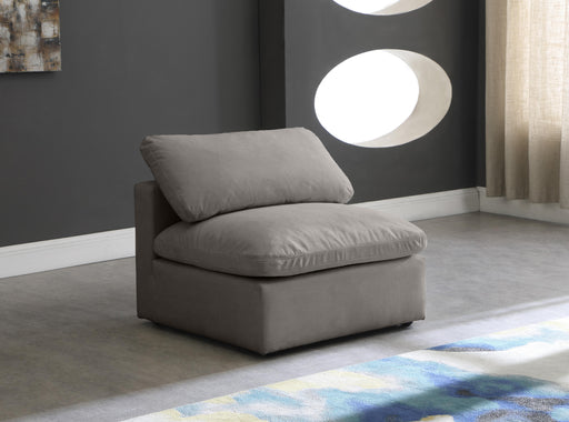 Plush Grey Velvet Standard Cloud Modular Armless Chair - Royal Furniture & Gifts (MI) - Multi Location