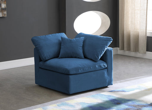 Plush Navy Velvet Standard Cloud Modular Corner Chair - Royal Furniture & Gifts (MI) - Multi Location