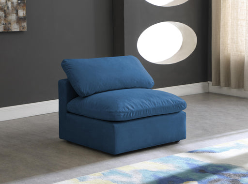 Plush Navy Velvet Standard Cloud Modular Armless Chair - Royal Furniture & Gifts (MI) - Multi Location
