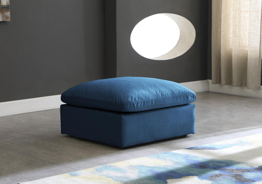 Plush Navy Velvet Standard Cloud Modular Ottoman - Royal Furniture & Gifts (MI) - Multi Location