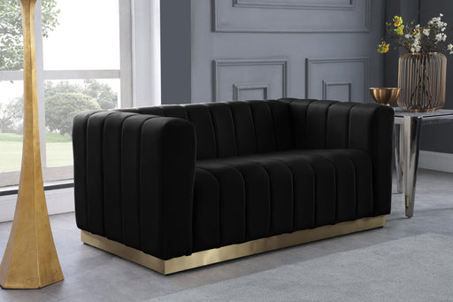 Marlon Black Velvet Loveseat - Royal Furniture & Gifts (MI) - Multi Location