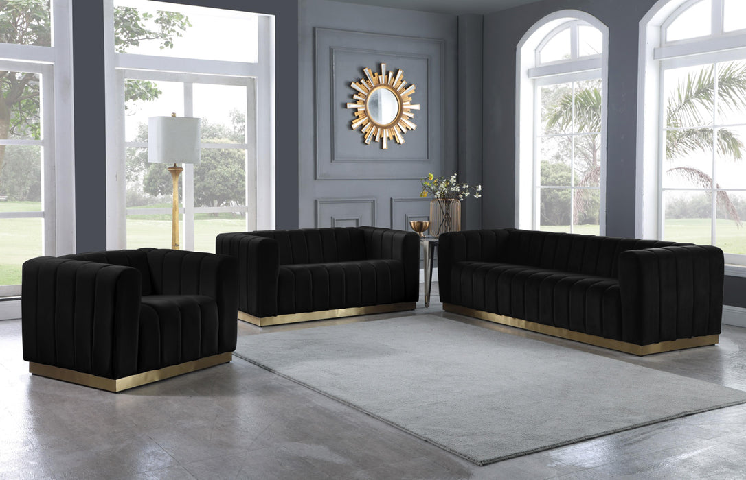Marlon Black Velvet Loveseat - Royal Furniture & Gifts (MI) - Multi Location