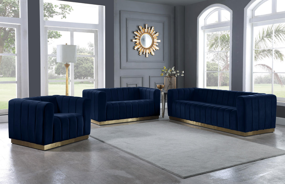 Marlon Navy Velvet Sofa - Royal Furniture & Gifts (MI) - Multi Location