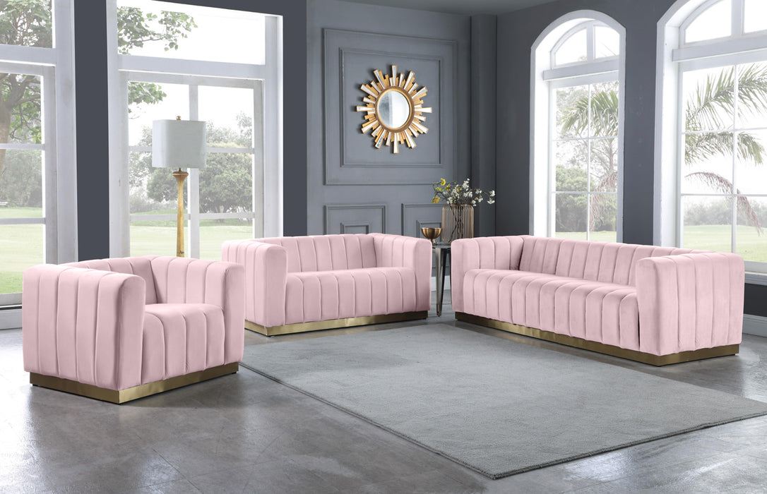Marlon Pink Velvet Loveseat - Royal Furniture & Gifts (MI) - Multi Location