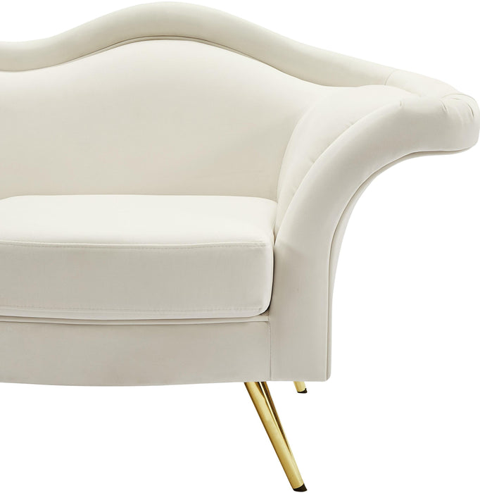 Lips Cream Velvet Loveseat - Royal Furniture & Gifts (MI) - Multi Location