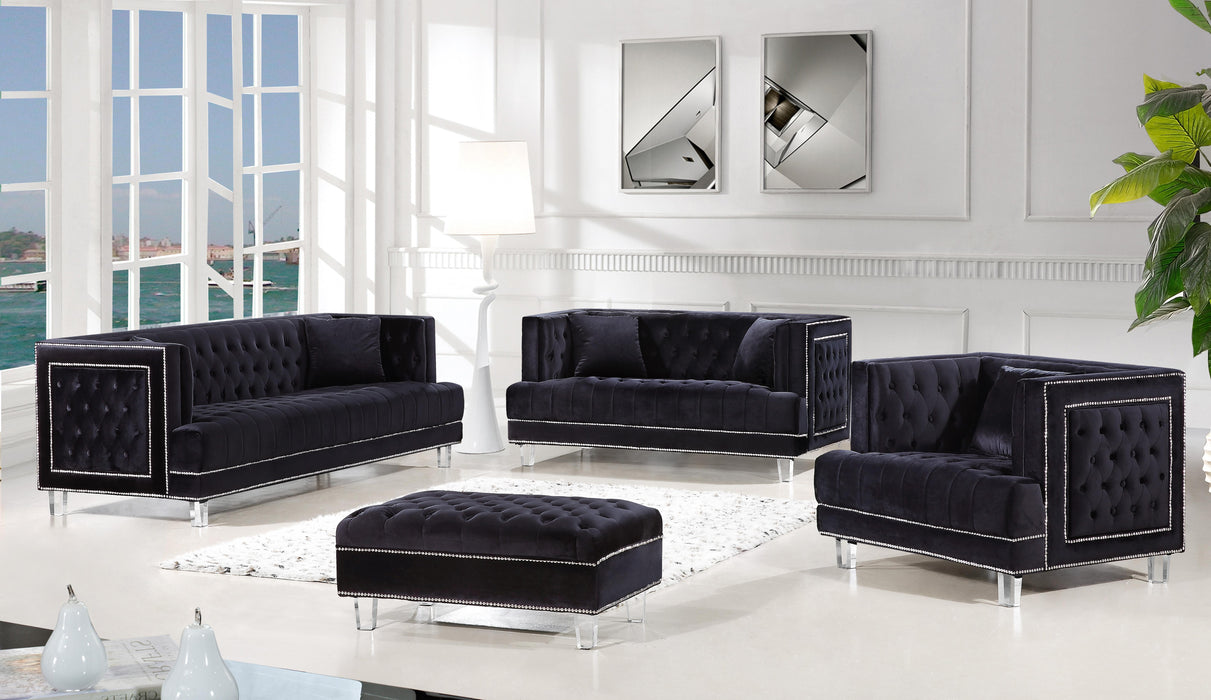 Lucas Black Velvet Ottoman - Royal Furniture & Gifts (MI) - Multi Location