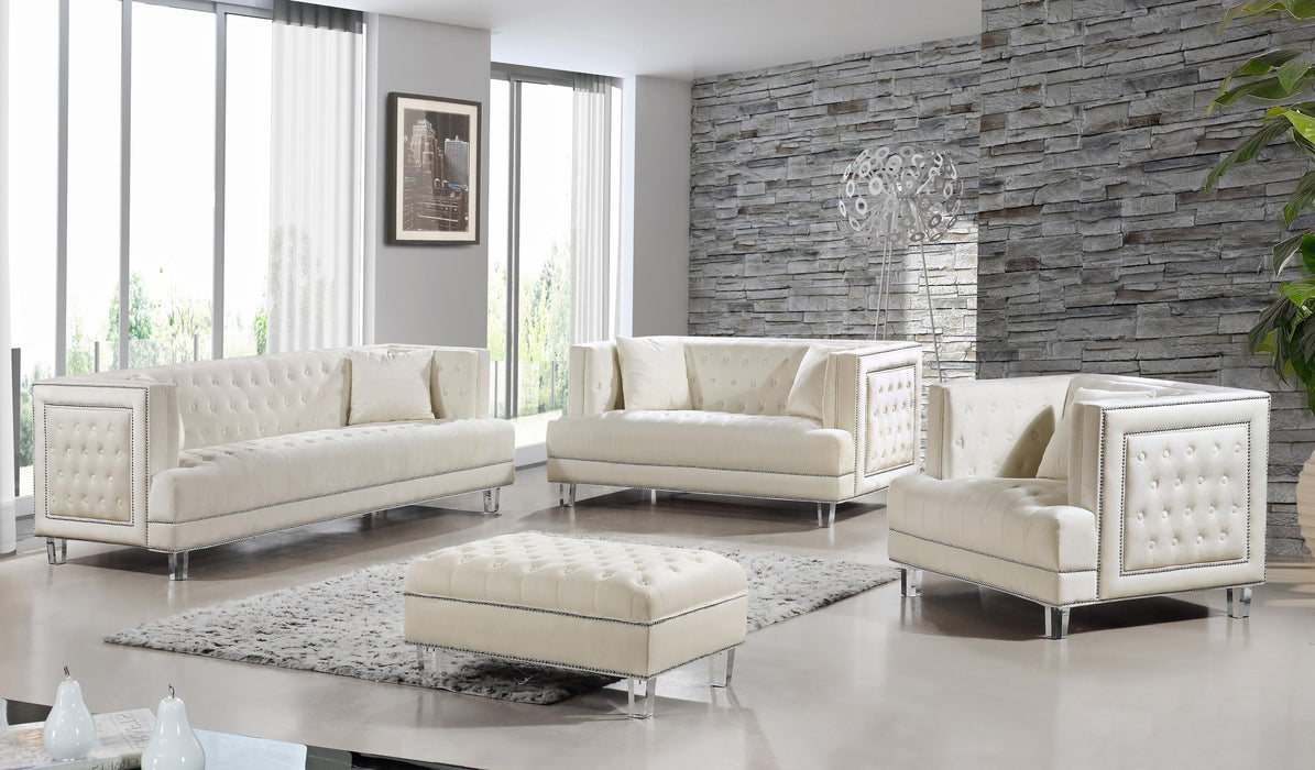 Lucas Cream Velvet Ottoman - Royal Furniture & Gifts (MI) - Multi Location