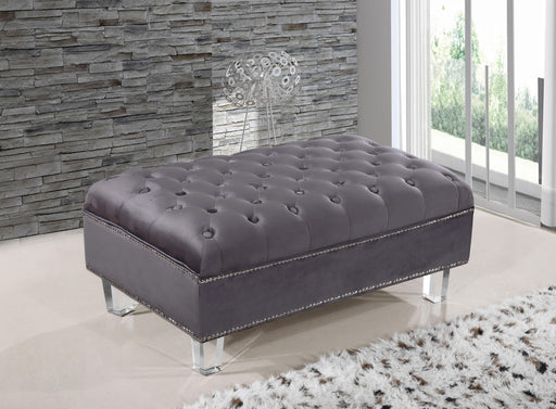 Lucas Grey Velvet Ottoman - Royal Furniture & Gifts (MI) - Multi Location
