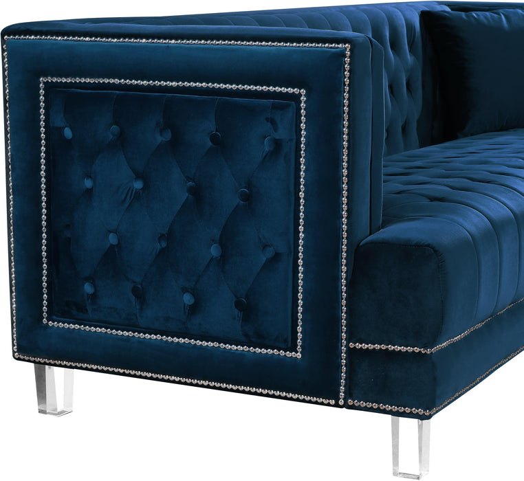Lucas Navy Velvet Loveseat - Royal Furniture & Gifts (MI) - Multi Location