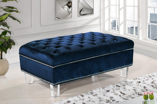 Lucas Navy Velvet Ottoman - Royal Furniture & Gifts (MI) - Multi Location