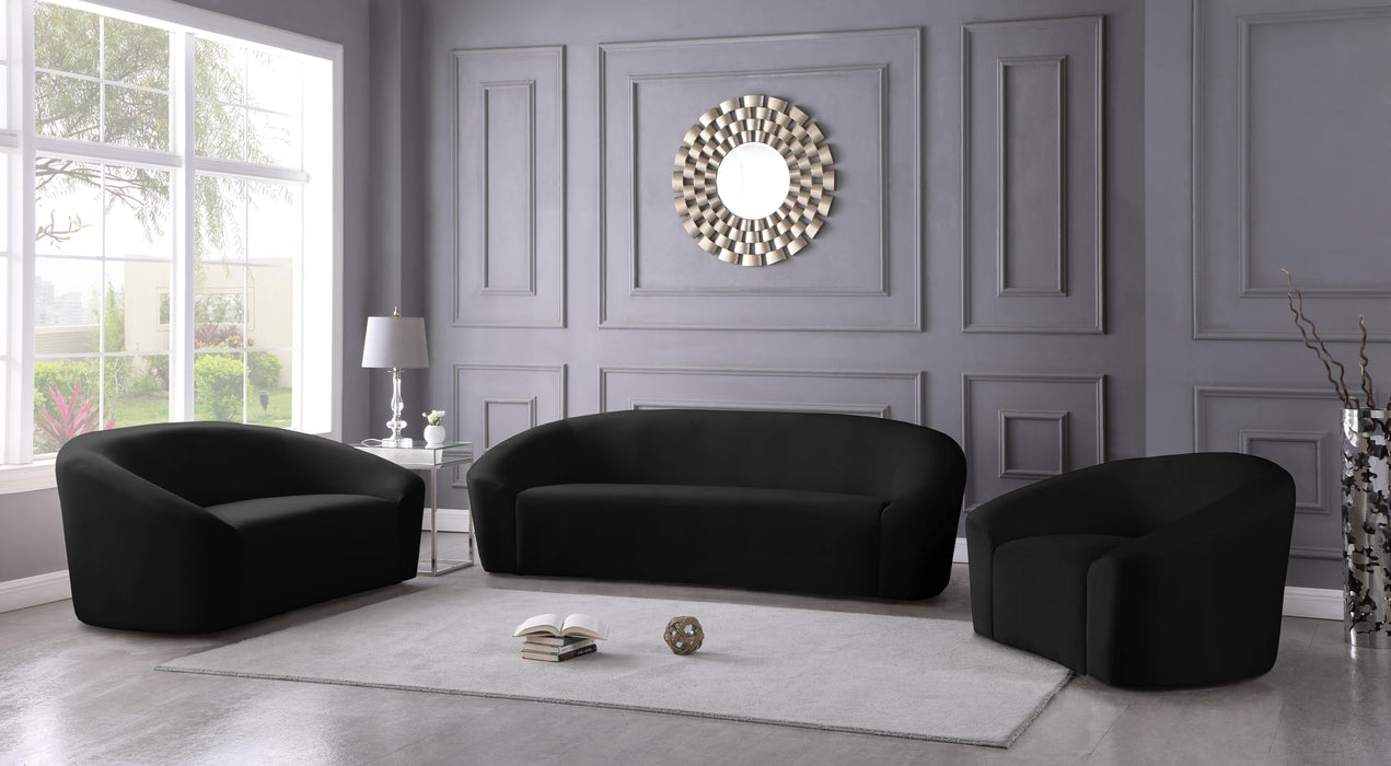 Riley Black Velvet Loveseat - Royal Furniture & Gifts (MI) - Multi Location