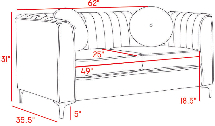 Isabelle Grey Velvet Loveseat - Royal Furniture & Gifts (MI) - Multi Location