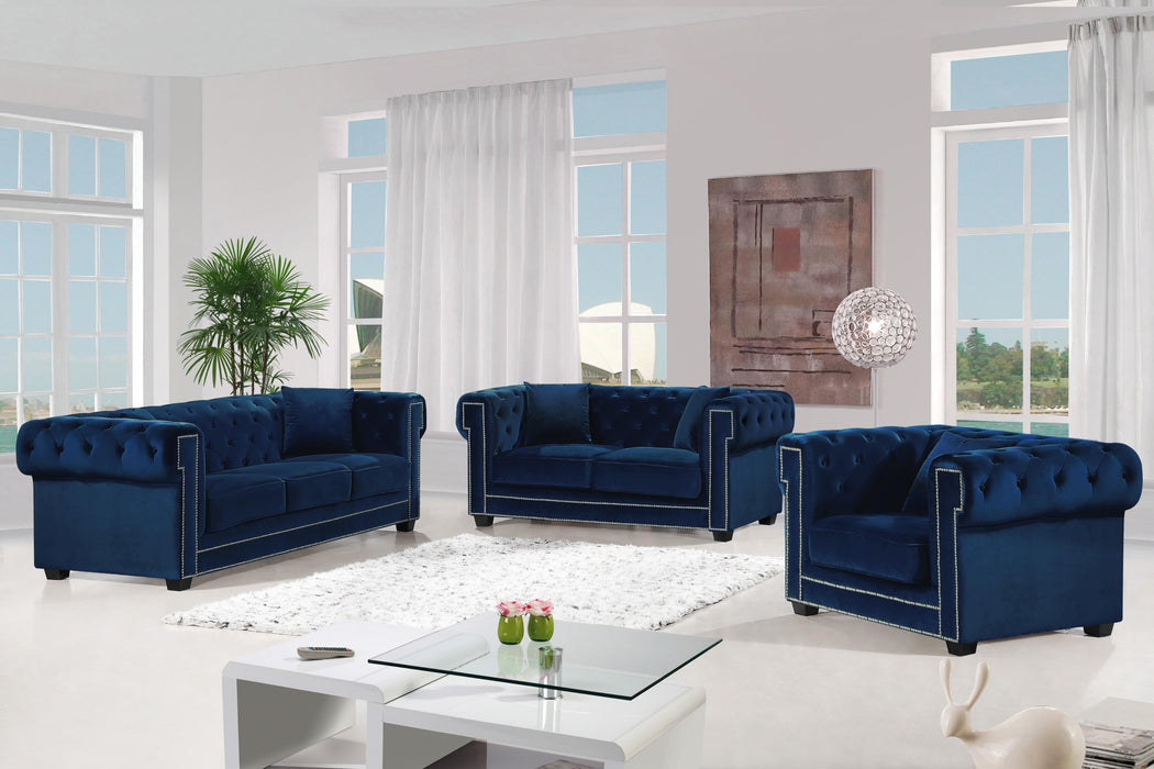 Bowery Navy Velvet Sofa - Royal Furniture & Gifts (MI) - Multi Location