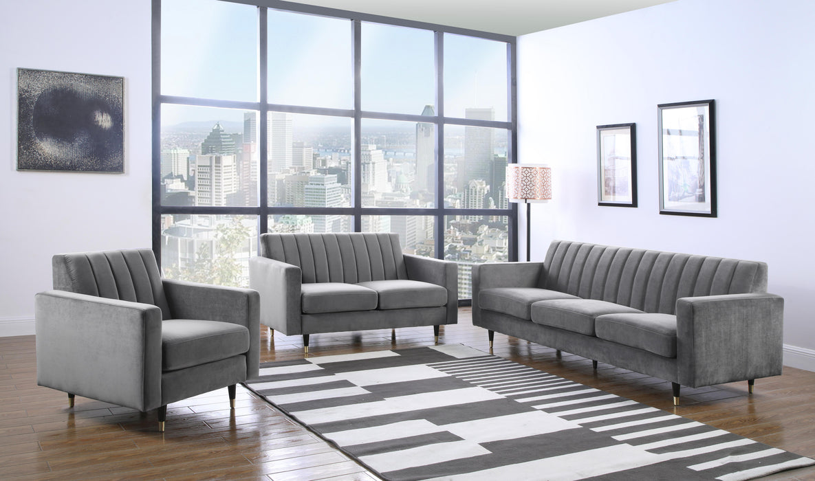 Lola Grey Velvet Loveseat - Royal Furniture & Gifts (MI) - Multi Location