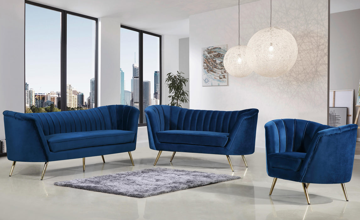Margo Navy Velvet Sofa - Royal Furniture & Gifts (MI) - Multi Location