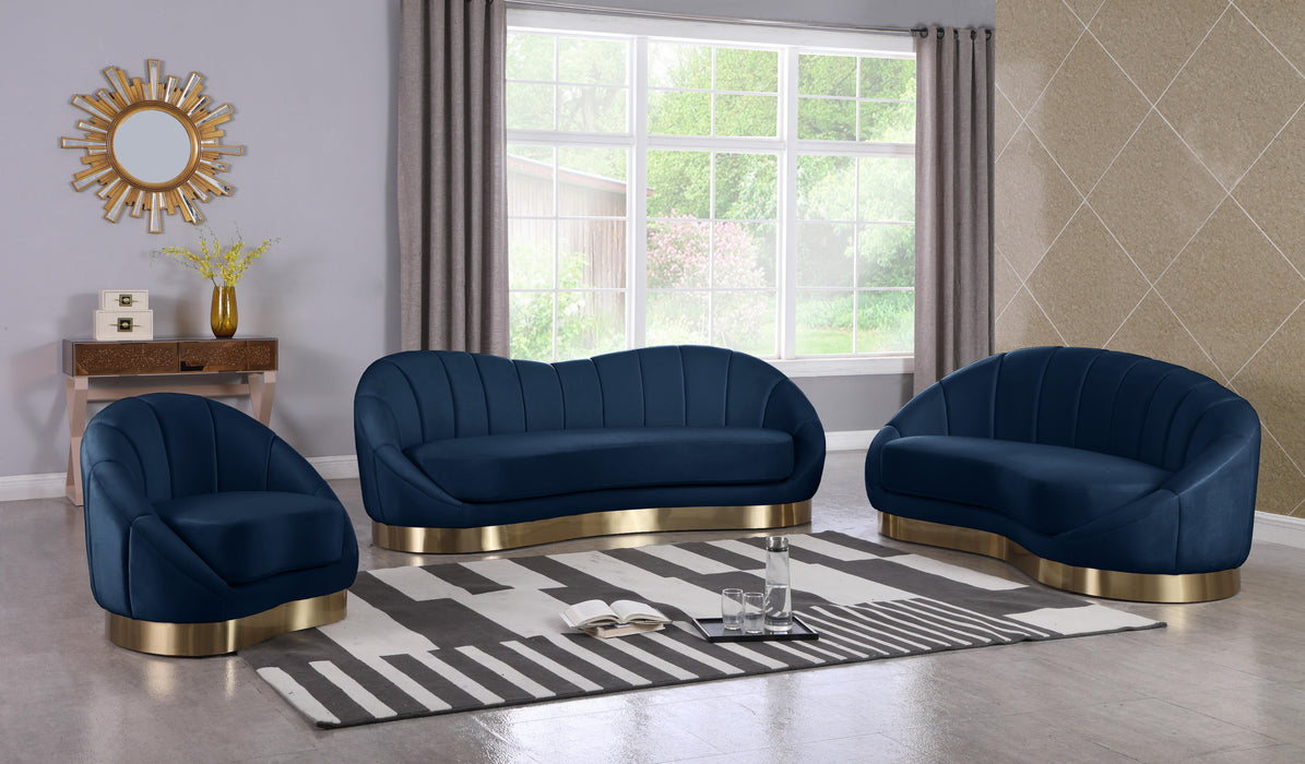 Shelly Navy Velvet Chaise - Royal Furniture & Gifts (MI) - Multi Location
