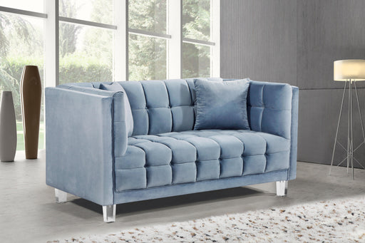 Mariel Sky Blue Velvet Loveseat - Royal Furniture & Gifts (MI) - Multi Location