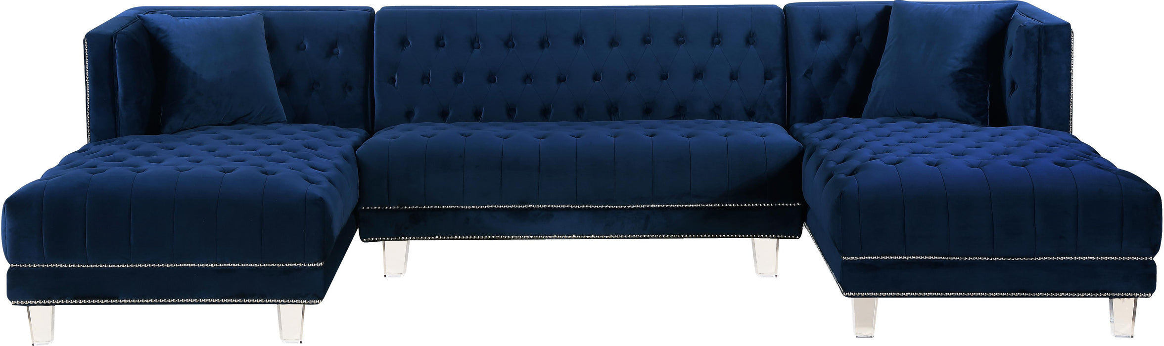 Moda Navy Velvet 3pc. Sectional - Royal Furniture & Gifts (MI) - Multi Location