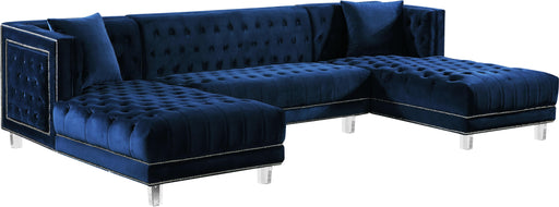 Moda Navy Velvet 3pc. Sectional - Royal Furniture & Gifts (MI) - Multi Location