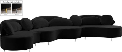 Vivacious Black Velvet 3pc. Sectional (3 Boxes) - Royal Furniture & Gifts (MI) - Multi Location