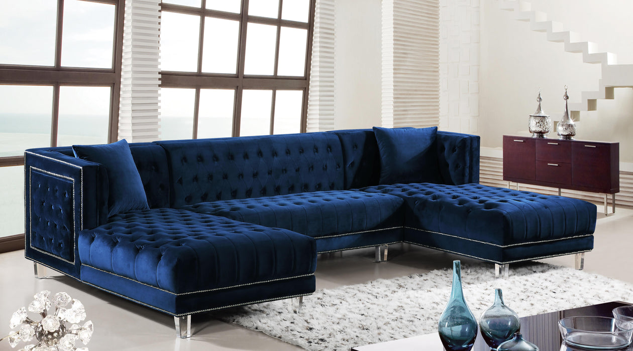 Moda Navy Velvet 3pc. Sectional - Royal Furniture & Gifts (MI) - Multi Location