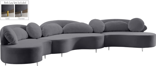 Vivacious Grey Velvet 3pc. Sectional (3 Boxes) - Royal Furniture & Gifts (MI) - Multi Location